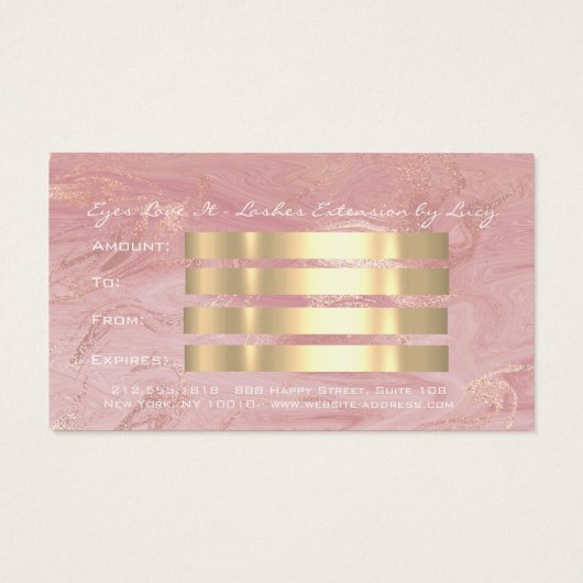 ギフト証明書大理石ピンクラッシュ拡張機能メイクアップ (裏面)