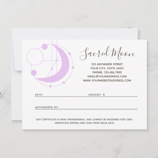ギフト証明書形而上学的な幾何ムーンカード 招待状 (裏面)