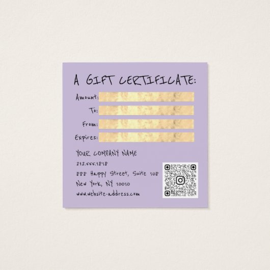 ギフト証明書爪、 ネイルヘアドレッサーメイクアップバイオレット (裏面)