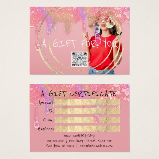 ギフト証明書爪、 ネイルヘアメイクアップQR写真 (正面&裏面)