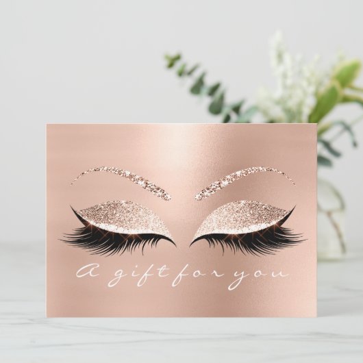 ギフト証明書白い点字美しいバラピンク (スタンド正面)