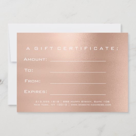 ギフト証明書白い点字美しいバラピンク (裏面)