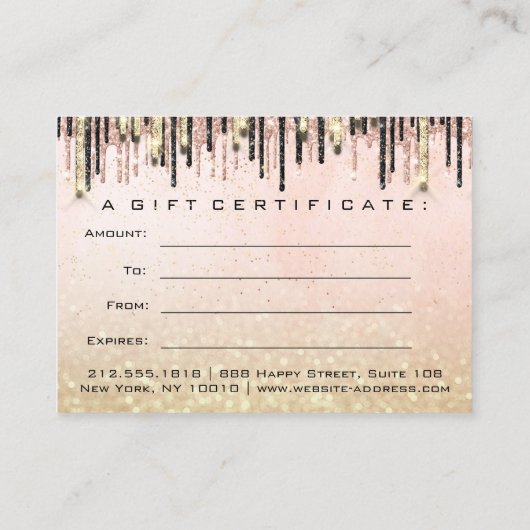 ギフト証明書美しいショップヘア爪、 ネイルグラムドリップ 名刺 (裏面)