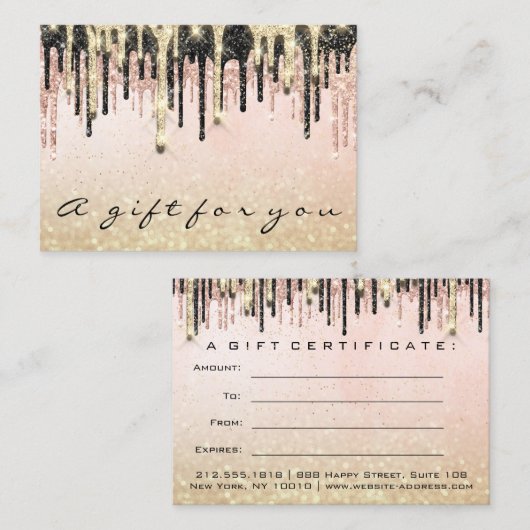 ギフト証明書美しいショップヘア爪、 ネイルグラムドリップ 名刺 (正面/裏面)