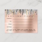 ギフト証明書美しいショップヘア爪、 ネイルバラ金ゴールド 名刺 (裏面)