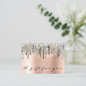 ギフト証明書美しいショップヘア爪、 ネイルバラ金ゴールド 名刺 (スタンド正面)