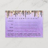 ギフト証明書美しいショップ髪の爪、 ネイルバラ 名刺 (裏面)