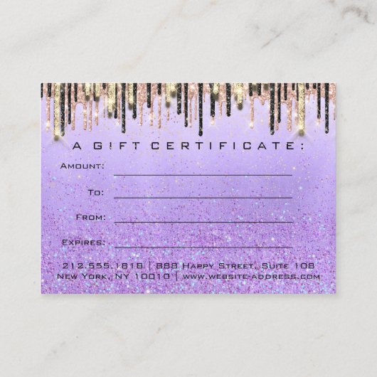 ギフト証明書美しいショップ髪の爪、 ネイルバラ 名刺 (裏面)