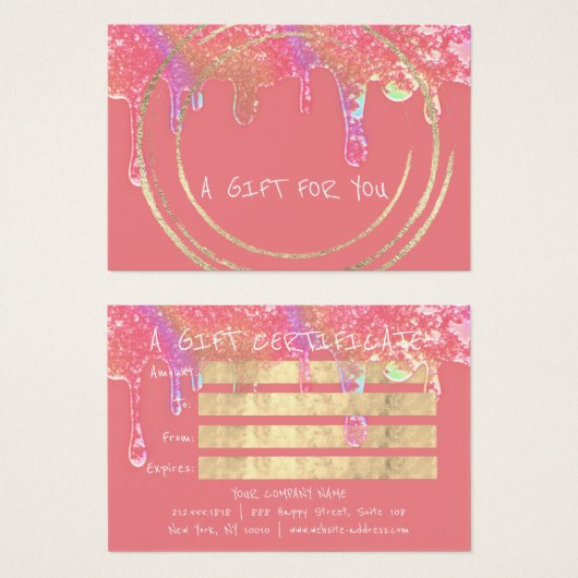 ギフト証明書美しいヘアメイクアップドリップスパピーチ (正面&裏面)