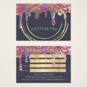 ギフト証明書美しいヘアメイクアップ金ゴールドドリンク (正面&裏面)