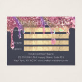 ギフト証明書美しいヘアメイクアップ金ゴールドドリンク (裏面)