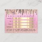 ギフト証明書美容師バラピンクメイクアップラッシュ 名刺 (裏面)