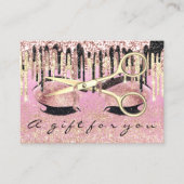 ギフト証明書美容師バラピンクメイクアップラッシュ 名刺 (正面)