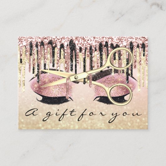 ギフト証明書美容師バラブラスメイクアップラッシュ 名刺 (正面)