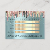 ギフト証明書美容師バラブルーメイクアップラッシュ 名刺 (裏面)