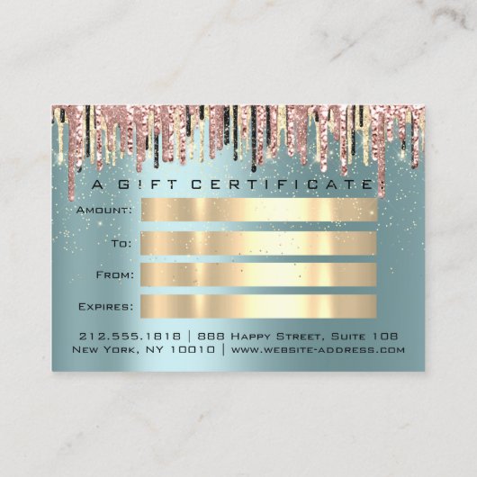 ギフト証明書美容師バラブルーメイクアップラッシュ 名刺 (裏面)