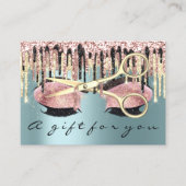 ギフト証明書美容師バラブルーメイクアップラッシュ 名刺 (正面)