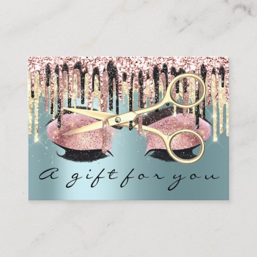 ギフト証明書美容師バラブルーメイクアップラッシュ 名刺 (正面)