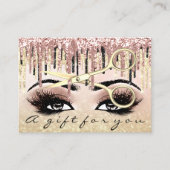 ギフト証明書美容師バラVip金ゴールドメイクアップ 名刺 (正面)