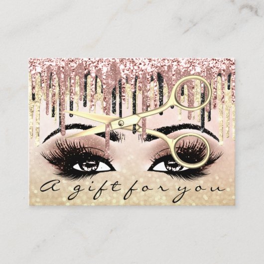 ギフト証明書美容師バラVip金ゴールドメイクアップ 名刺 (正面)