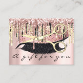 ギフト証明書美容師メイクアップラッシュ金ゴールドバラ 名刺 (正面)