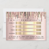 ギフト証明書美容師メイクアップラッシュ金ゴールドルクス 招待状 (裏面)