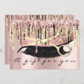 ギフト証明書美容師メイクアップラッシュ金ゴールドルクス 招待状 (正面/裏面)