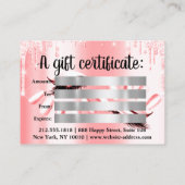 ギフト証明書美容師爪、 ネイルキャンディドリップ 名刺 (裏面)