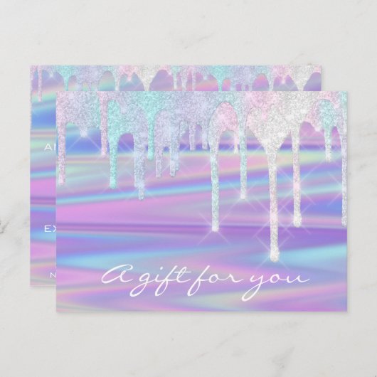 ギフト証明書自筆証書ユニコーンピンクパープル ポストカード (正面/裏面)