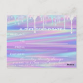 ギフト証明書自筆証書ユニコーンピンクパープル ポストカード (裏面)