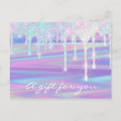 ギフト証明書自筆証書ユニコーンピンクパープル ポストカード (正面)