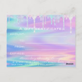 ギフト証明書自筆証書ユニコーンピンク人魚 ポストカード (裏面)