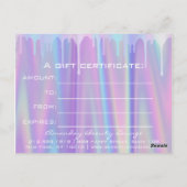 ギフト証明書自筆証液滴紫 ポストカード (裏面)