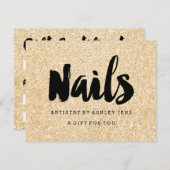 ギフト証明書金ゴールドグリッタースパークル爪、 ネイルスクリプト (正面/裏面)