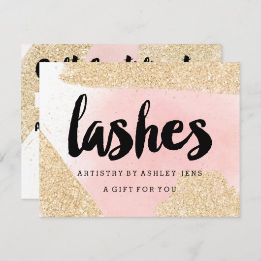 ギフト証明書金ゴールドグリッターピンクの点字スクリプト (正面/裏面)