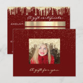 ギフト証明書金ゴールドドリップスホリデーズクリスマスレッド ポストカード (正面/裏面)