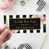 ギフト証明書金ゴールドフローラ白黒ストライプ文字