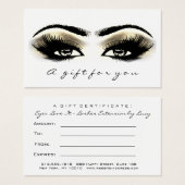 ギフト証明書金ゴールド白ラッシュ拡張機能メイクアップ (正面&裏面)