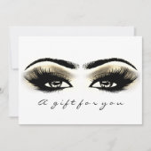 ギフト証明書金ゴールド白ラッシュ拡張機能メイクアップ 招待状 (正面)