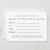 ギフト証明書金ゴールド白ラッシュ拡張機能メイクアップ 招待状 (裏面)