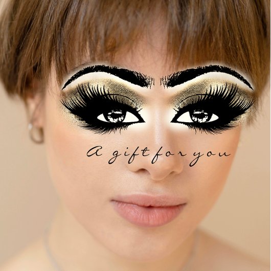 ギフト証明書金ゴールド白ラッシュ拡張機能メイクアップ 招待状