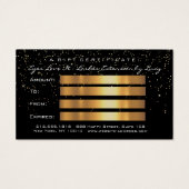 ギフト証明書金属金ゴールドラッシュブラックメイクアップ (裏面)