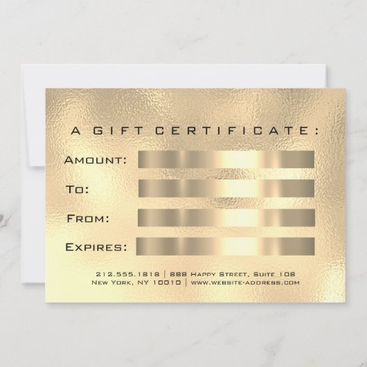 ギフト証明書金属金ゴールドラッシュ美しい化粧 (裏面)