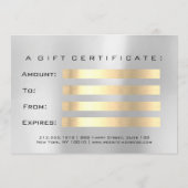 ギフト証明書銀金ゴールドラッシュ美しいメイクアップ (裏面)