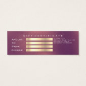 ギフト証明書銅のバラ金ゴールドまばたきメイクアップ (裏面)