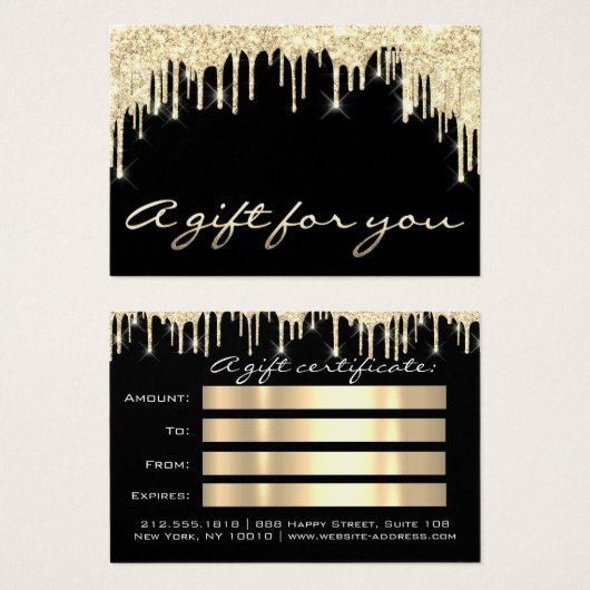 ギフト証明書黒金ゴールドまつ毛メイクアップ髪 (正面&裏面)