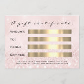 ギフト証明書 ラッシュ ピンク ダイヤモンド ビューティー メイク (裏面)