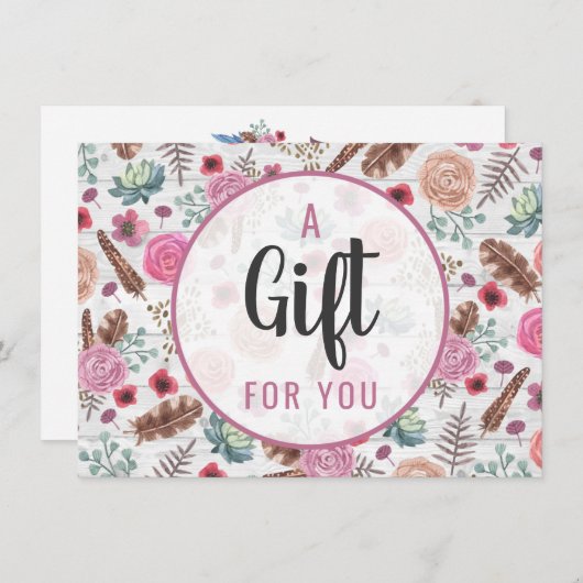 ギフト証明書Bohoシックな羽素朴矢 (正面/裏面)