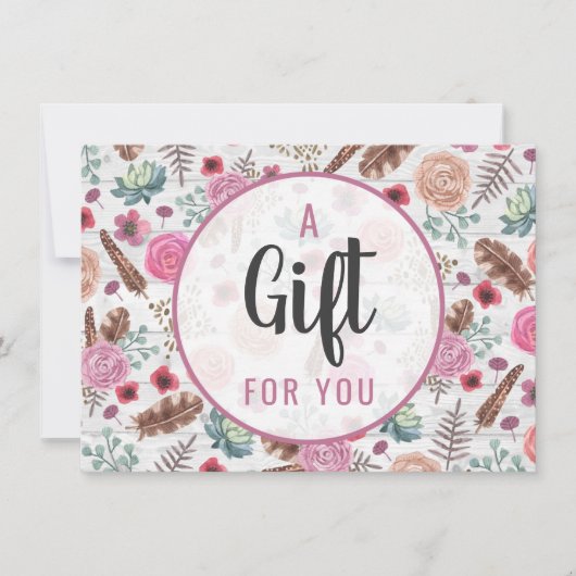 ギフト証明書Bohoシックな羽素朴矢 (正面)