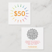 ギフト証明書rainbowBurst 割引カード (正面/裏面)